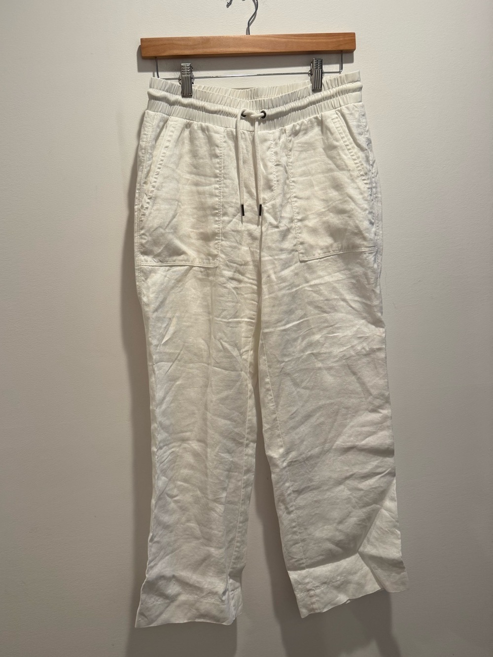 Athleta White Drawstring Linen Pants